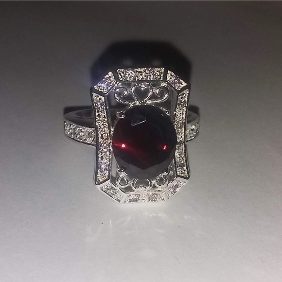 FINE 3.87ct Ruby Zircon Vintage Inspired Halo Ring - Picture 5 of 5